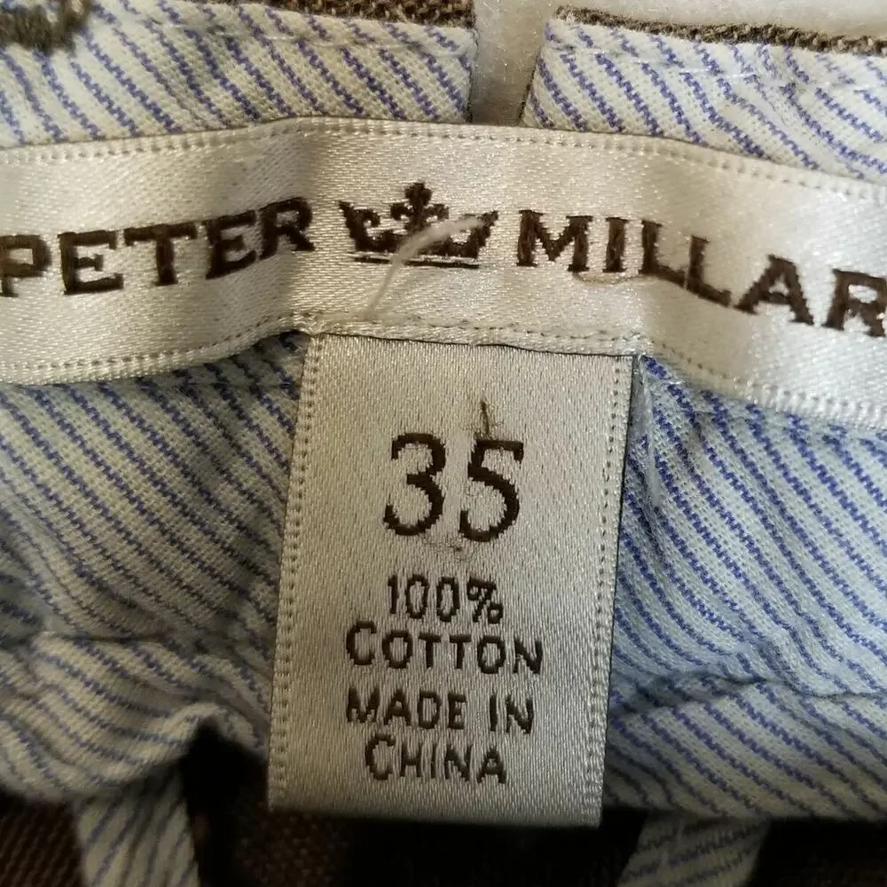 Peter Millar Mens Chinos Khaki Pants Size 35 Straight Leg Preppy Cotton Casual